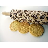 Nudelholz ROSEN. Teigrolle mit Rosen für hausgemachtes Gebäck. Teigroller mit Blumen.