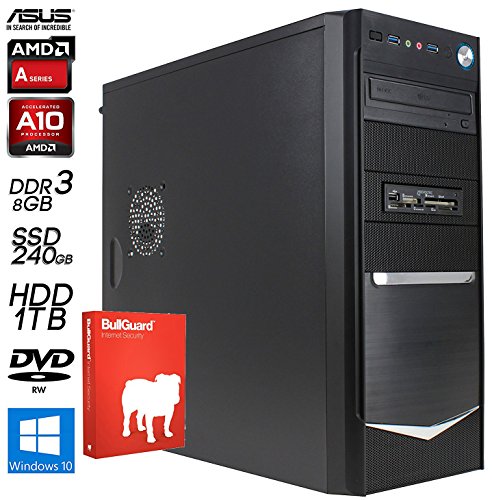SNOGARD OFFICE PC | AMD A10-7800 | 8GB DDR3 | 1TB +240GB SSD | HD8670D | W10Pro | 7.1 Sound | Desktop Komplett System |