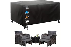 PVPQPR Överdrag trädgårdsmöbler 290 x 140 x 90 cm (L x B x H) 600d Oxford Pu-presenning, vattentätt, rektangulärt, skyddshölje, loungemöbler, terrassskydd, väderbeständigt för trädgårdsbord och