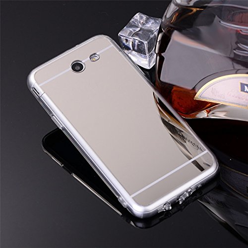 Galaxy A5 2017 Hülle, Galaxy A5 2017 Spiegel Hülle Mirror Case, Ukayfe Spiegel TPU Schutzhülle Silikon Handyhülle Tasche Case Cover für Samsung Galaxy A5 2017 Rose Gold Plating Silikon Schutzhülle Luxus Glänzend Shiny Kristall Strass Rahmen Slim TPU Handy Gehäuse Hülle Ultradünnen Weiche Soft TPU Telefon-Kasten Handyhülle Mirror Spiegelnd Make Up Protective Case Cover Bumper für Samsung Galaxy A5 2017 - Spiegel,Silber