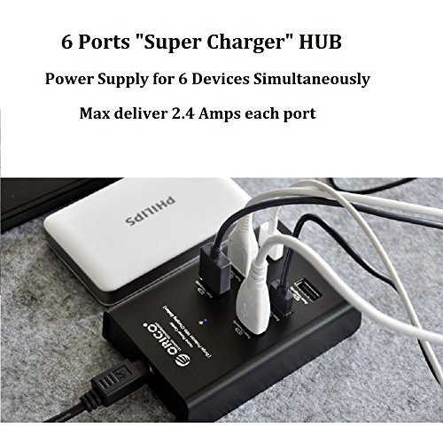 ORICO DUB-6P 72W 6 Ports USB Charging Hub with 12V/6.5A Power Adapter for Smartphones,Tablets and Portable Power Banks - 2