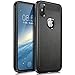 Produktbild Alsoar ersatz für iPhone XS Max Hülle,Ultra Dünn Weich TPU Silikon iPhone XS Max Handyhülle Anti-Scratch Stoßfest Flexibel Litschi-Muster Leder Braun Case 360 Grad Schutzhülle (Schwarz)