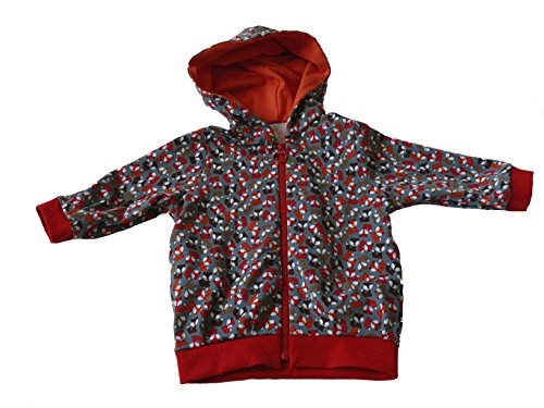 Fitzibiz Kapuzenjacke Justus, Baumwolljersey, Fuchsdruck, braun/rot, 104