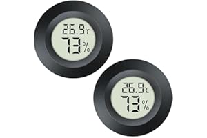 JEDEW Hygrometer Thermometer Digital Humidity Meter Indoor/Outdoor Humidity Monitor Reptile Thermometer for Humidors Greenhouse Garden Cellar Fahrenheit (℉) or Celsius(℃) (schwarz-2 Pack) (2)