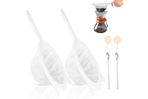 FAMCUCHE Alimentaire Filtre, 2 Pièces 400 Et 400 Nylon Tamis Fin, Passoire Fine Avec 2 Cuillères De Mélange Et 2 Crochets, Tamis Cuisine Plastique De Cuisine Pour Filtrer L'huile Comestible, Le Jus.