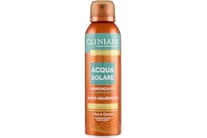 CLINIANS | Acqua Solare Abbronzante Viso & Corpo, con Acido Ialuronico, Acqua di Cocco e Aloe, 150mL