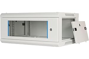 ‎KOSCOM CONNECT Koscom Connect Netzwerkschrank 4 HE I Serverschrank 19 Zoll I Wandmontage 600 x 450 x 280 mm I voll montiert I Server Gehäuse mit abschließbarer Glastür I Traglast 100 kg I Grau