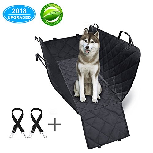AFBEST Funda de Asiento para Perro con Solapas Laterales, Forro de Asiento Trasero para Auto para Perro 600D Resistente 100% Impermeable, antirresbaladizo Durable Asiento para Mascotas
