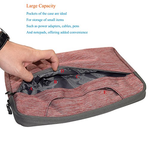 Willful Denim-Gewebe 13-13,3 Zoll Laptophülle Tragetasche Aktentasche Sleeve Tasche mit Griff für iPad Pro 12,9 / 33-33,8 cm-Laptop / Notebook-Computer / MacBook Air 13 / MacBook Pro 13 Rot - 3