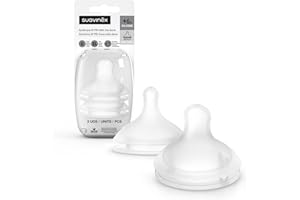 Suavinex, Confezione da 2 Tettarelle Simmetriche Sx Pro in Silicone, per Biberon Suavinex, Tettarella a Flusso Molto Denso (XL), per Alimenti e Cereali densi, +6 Mesi, con Valvola Anti-Colica, 2 Unità