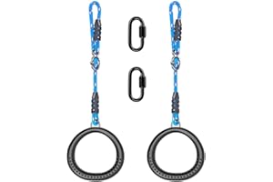 SELEWARE Trapeze Swing Rings, Non-Slip Gymnastic Rings Pull Up Exercise Rings with Adjustable Ropes for Home Gym Playground Ninja Warrior Obstacle Course Training Workout