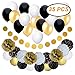 Produktbild Anseke Geburtstag Dekoration, 35 Stück Perfekte Schwarz und Gold Party Dekorationen Kit - Theme Rocks für Geburtstagsparty, Hochzeit, Junggesellenabschied, Jubiläum Event Dekoration