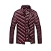 Produktbild VENMO Männer Warm Stand Slim Fit Mantel Zip Gute Qualität Outwear Daunen Ultra Light Jacke Steppjacke mit Kapuze Outdoor Daunenjacke Winterjacke Leicht Duenn Daunenmantel Down Jacket (3XL, Red)