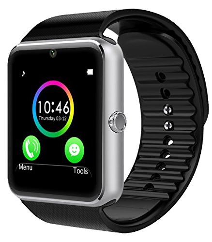 YAMAY® Bluetooth Smartwatch Uhr Intelligente Armbanduhr Fitness Tracker Armband Sport Uhr Telefon mit SIM-Kartenslot/Kamera/Schrittzähler/Schlaftracker/Romte Capture Kompatibel mit Android Smartphone