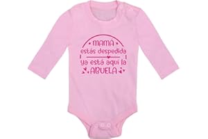 ClickInk Body bebé Mamá, estás despedida. Ya está aquí la abuela. Regalo bebé. Regalos para bebés. Regalo abuela. Regalo divertido. Regalo original. Body bebé algodón. Manga larga.