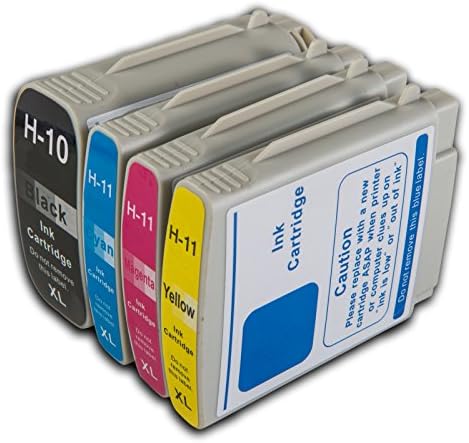 The Ink Squid 1 Set of HP 10/11 (4 Cartridges) Non-oem Compatible Ink Cartridges (C4844AE/C4836AE/C4837AE/C4838AE) for the HP Business Inkjet 1000 1100d 1100dtn 1200 1200d 1200dn 1200dtwn 1700c 1700cp 2200 2230 2250 2280 2300 2300dtn 2300n 2600 2600dn 2800 2800dt 2800dtn HP CP1700 HP Designjet 100 100 Plus 110 110 Plus 110 Plus nr 110 Plus r 70 HP Deskjet 2200c 2250 HP Officejet 9110 9120 9130 K850 Printers