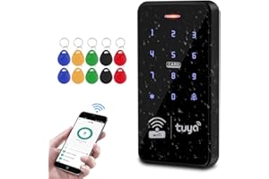 FUSYTULY WiFi Tuya Access Control Keyboard IP68 Waterproof RFID Access Controller 125KHz 13.56MHz Dual Frequency Touch Keyboard System + 10pcs Key Chain