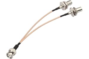 Superbat Kabel rozdzielacza BNC - męski na podwójny żeński adapter typu V, 50 omów, 15 cm (6 cali), do aparatu, anteny, skanerów, radia