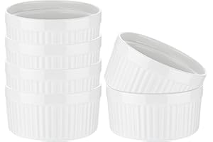 GRÄWE Lot de 6 coupelles en céramique - Pour crème brûlée, passent au four - 250 ml - Blanc brillant - Bols à dessert ronds - Diamètre : 10 cm - Mini plats à gratin - Empilables - Passent au