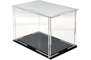 MEEC Vetrina in acrilico trasparente, scatola da banco di montaggio con base nera protezione antipolvere per figure di azione (18 x8x12inch/45x20x30cm)
