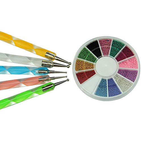 Fashion gallery 3d Tiny Caviar Nail Art Ball Beads 12colors Nail Tips Micro Ball Dotting pen Acrylic UV Gel Nail Tool ecoration Nail Accessories