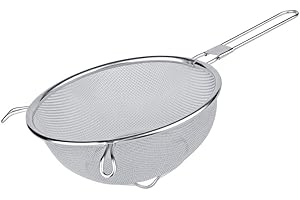 Space Home - Scolapasta Acciaio Inox Maglia Fine - Colino Acciaio Inox Maglia Fine - Colino Cucina - Scolapasta con Manico, Filtro per Pasta, Riso, Verdura - Scola Pasta da Cucina Acciaio Inox - 22 cm