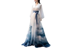 DISTRAINAR Women's Hanfu, Chinese Traditional Clothing, Wei Jin Dynasty Costume, Chinese Dress For Women Traditional