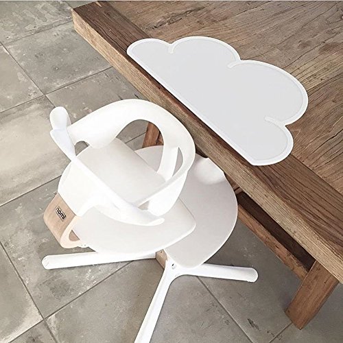 DaoRier Silikon Platzdeckchen Platzsets Kinder Tischset Wasserdicht Mahlzeit Matte Rutschfeste Potholder Wolke Geformte (Weiss) - 4