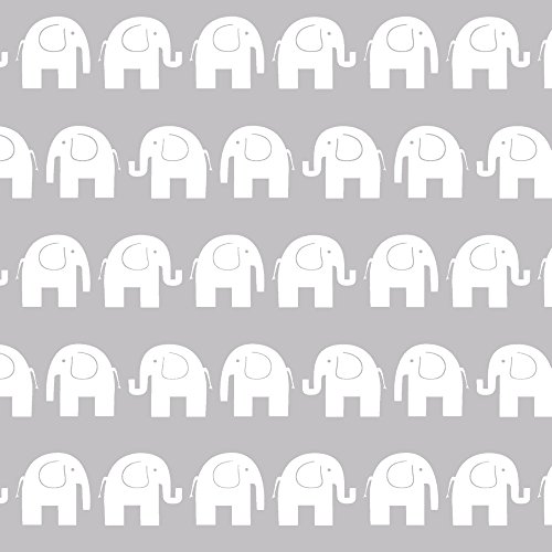 Erstklassiger Baumwollstoff 0,5lfm, 100% Baumwolle, modische Muster, Breite 160cm – Elefanten grau