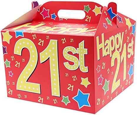 Kaleidoscope 21st Birthday Carry Handle Balloon Box (One Size) (Red)