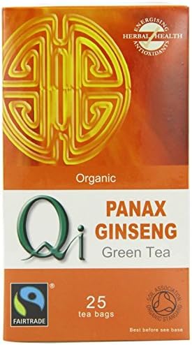 QI Herbal Health | Green Tea & Ginseng - Organic & Fairtrade | 3 x 25 bags
