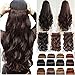 BigWave 5 Clips Based 24 inch Curly/Wavy Synthetic Fibre Hair Extension Brown RS.599.00