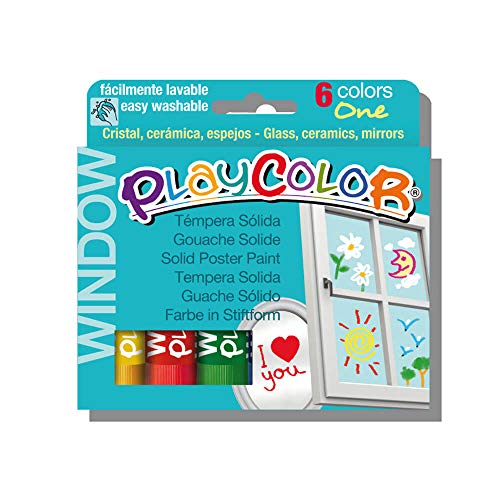 Playcolor 2001 - Caja de 6 témperas sólidas, color Multicolor