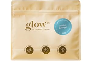 Glow25® Poudre de collagène Marine [300g] - Solubilité parfaite - Collagène marin - Sans hormones ni antibiotiques - Hydrolysat de collagène bioactif - Goût neutre