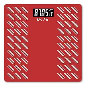 Dr. Fit Glass Top Electronic Digital Weighing Scale (Red)