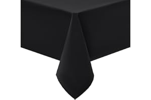 Smiry Obrus na stół, zmywalny, prostokątny, 140 x 100 cm, z poliestru, z efektem lotosu, odporny na zabrudzenia, zmywalny, na zewnątrz, na imprezę, do kuchni, czarny