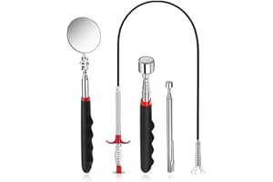 DIYCUT 4 Pièces Pick-Up Télescopique, Aimant Telescopique, Miroir Télescopique, Outil Mecanique Auto et Pince Telescopique, pour Réparation Automobile, Canalisations d'Égout et Toilettes
