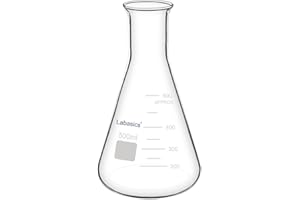 Labasics Vidrio Boca Ancha Erlenmeyer Matraz, Borosilicato Vidrio Frasco Erlenmeyer con Borde de Servicio Pesado, Capacidad de 500 ml (Paquete de 1)