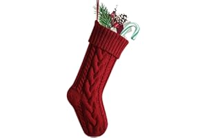 Nanou Medias de Navidad Grande, Calcetín de Navidad de Punto Personalizado, Decoración Árbol de Navidad Calcetines para Llenar y Colgar (Longitud 46 cm, 1 Pieza, Ciruela)