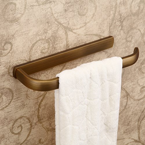 Hiendure® Latón antiguo Montado en la pared Cocina Estante de toallas Soporte para papel de suspensión Barra Organizadora Anillos de baño (12