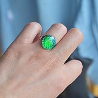 Meerjungfrau Fisch Skala Resin 14mm Schwarz Kupfer Offen Resizable Ringe