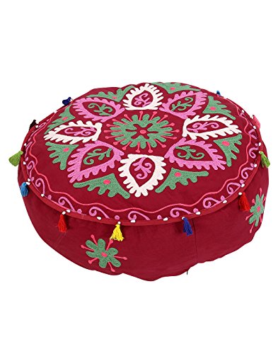 Rajrang Adorn Hocker, Ottoman, Sitzsack Floral Bestickt Baumwolle Ezelstück Hocker