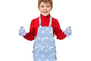 Voarge Zestaw fartuchów kuchennych dla dzieci, regulowany fartuch do kuchni, gotowania, pieczenia, malarstwa, na imprezę, fartuch dziecięcy dla chłopców i dziewczynek w wieku 6-9 lat