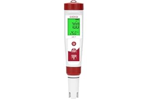 GIDIGI Testeur de pH/chlore, testeur de teneur en sel et de potentiel redox pour piscines d'eau salée, testeur de température et d'EC/TDS 7 en 1 pour spa，aquarium,culture hydroponique et eau potable