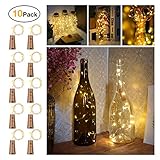 【Recyceln Sie Flaschen mit Romantik】-- Beliebteste warmweiße, 10 Packs LED Kork Kupferdraht Sternenweinflasche Lichterkette. Die Flaschenkork-Lichterketten mit geringer Wärmeabgabe und umweltfreundlichem Design können nach der Dekoration eine romantische, friedliche und warme Atmosphäre schaffen.
