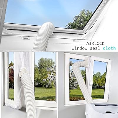 MKISHINE Airlock Pour la fenêtre,Joint de fenêtre pour les climatiseurs portables, Arrêt à l'air chaud, Facile à installer meilleure solution pour ne pas creuser les fenêtres (4M)
