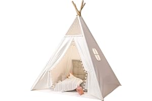 ChicSoleil Kinder Tipi Zelt für Kinder,Indische Spielzelte Kleinkinder Jungen Mädchen Spielhaus,Kinderzelt Outdoor&Drinnen,Spielhaus für Kinderzimmer Dekor 120x120x130cm A
