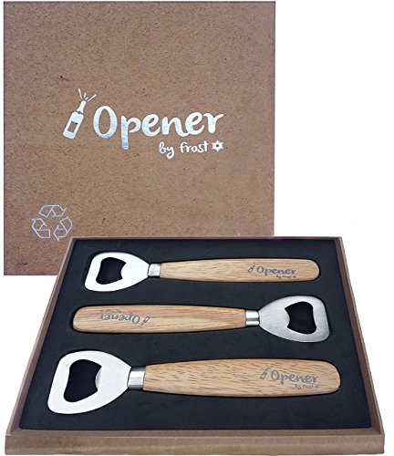 Décapsuleur-Lot de 3-bouteille en bois de haute qualité ultra tendance Bartender Bartender Ouvre-Bouteille-Poignée douce pour une ouverture de bouteilles de bière, Ciders, boissons rafraîchissantes et plus Vendu dans une jolie boîte cadeau-Garantie à vie