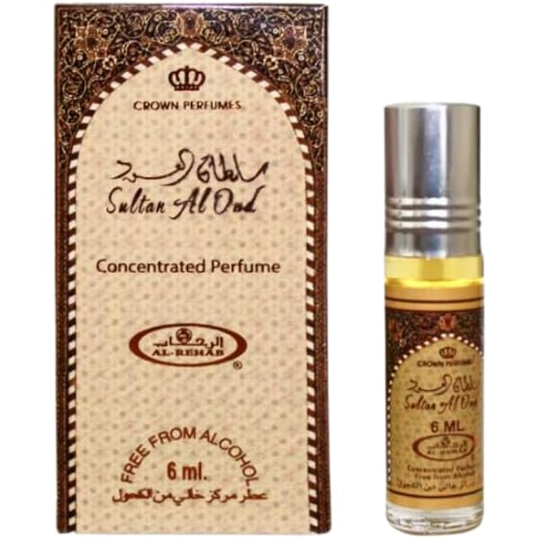 Al Rehab Sultan Al Oud Parfümöl, 6x 6 Ml – 100% ölig, Alkoholfrei, Orientalischer Duft