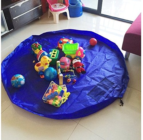 Große Kinder Spielzeug Aufbewahrungstasche Play Matte Durchmesser 150 cm blau - 3